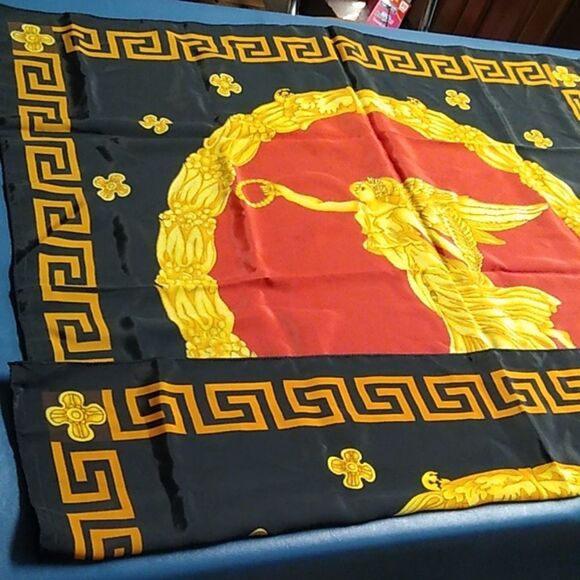 Striking Red and Gold LG Square Decorative Scarf polyester - Picture 5 of 6